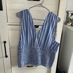Old Navy Blue and White Striped Blouse